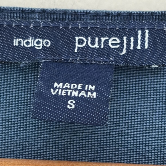 J. JILL Pure Jill Indigo Tunic Dress Trapeze Swing Long Sleeve V Neck Blue Sz S - Picture 5 of 12
